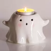 Halloween Διακοσμητική Βάση Ρεσώ Κεραμική Φάντασμα Ø10x7cm