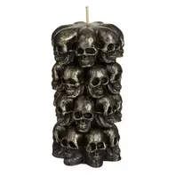 Κερί Κολώνα Halloween με 3D Νεκροκεφαλές Χρυσό Brushed Ø7.5x14cm