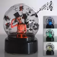 Halloween Διακοσμητική Γυάλα με Σκελετό Μαύρο Χιόνι Ήχο & Φως Ø13x19cm