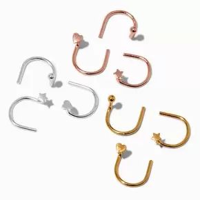Σκουλαρίκια Μύτης Mixed Metal Sterling Silver - 9 Τεμάχια