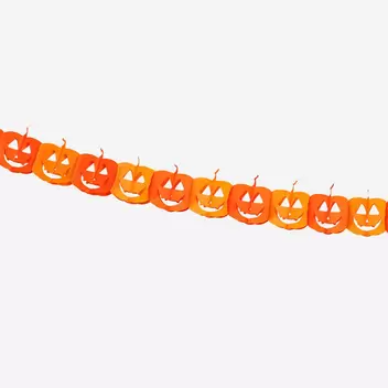 Pumpkin garland with happy faces - 300 cm