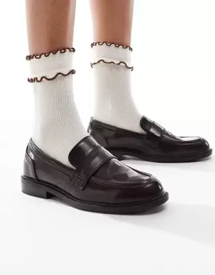 SEQWL Cadilliac penny loafers in burgundy