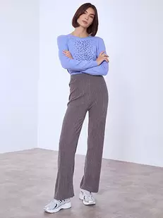 Wide leg trousers knitted ribbed