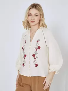 Top with ruffled neckline