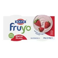 Φάγε Fruyo Επιδόρπιο Γιαουρτιού 0% Φράουλα Χωρίς Γλουτένη 2 χ 150 gr