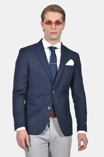 Ανδρικό Blazer Σακάκι Slim Fit Με Δύο Κουμπιά - NAVY                                                                Ανδρικό Blazer Σακάκι Slim Fit Με Δύο Κουμπιά - NAVY