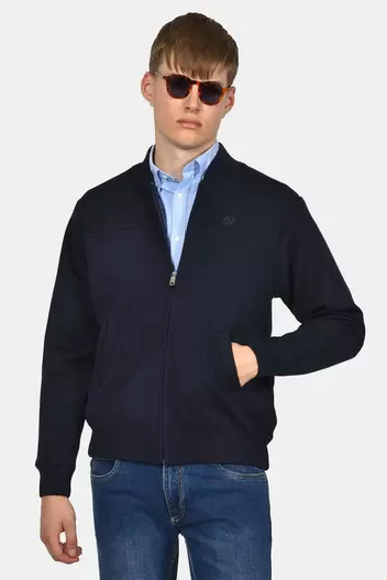 Ανδρική Πλεκτή Ζακέτα Normal Fit Με Τσέπες Και Φερμουάρ - NAVY                                                                Ανδρική Πλεκτή Ζακέτα Normal Fit Με Τσέπες Και Φερμουάρ - NAVY