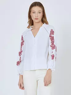 Shirt cotton with broderie details