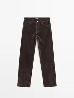 Τζιν παντελόνι straight fit με κανονική μέση και φινίρισμα flock
