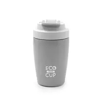 Ανοξείδωτο ποτήρι θερμός με καλαμάκι & διπλό τοίχωμα 350 μλ. γκρι