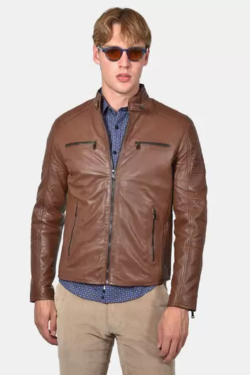 Ανδρικό Δερμάτινο Μπουφάν Με Φερμουάρ Στις Τσέπες - ΚΟΝΙΑΚ Ανδρικό Δερμάτινο Μπουφάν Με Φερμουάρ Στις Τσέπες - ΚΟΝΙΑΚ