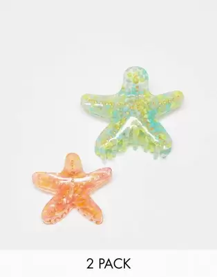 Easilocks X ASOS Exclusive Starfish Claw Clips 2 Pack - Blue & Orange