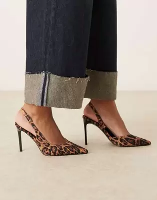 ASOS DESIGN Polar d'orsay slingback high heel shoes in leopard