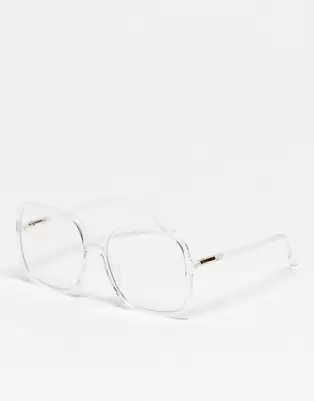 Kaiia exclusive oversized square clear frame blue light lens glasses