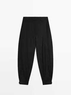 Παντελόνι baggy με αγκράφα από μείγμα μαλλιού