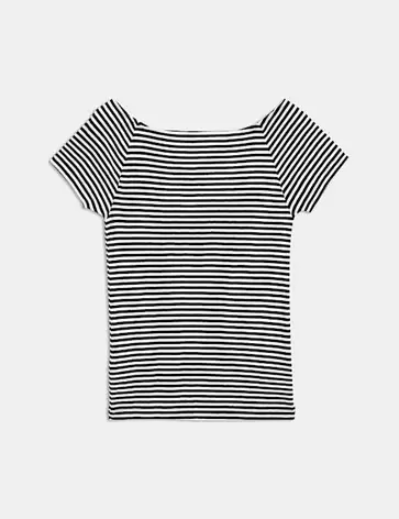 Έξωμο, ριγέ crop τοπ από 100% βαμβάκι