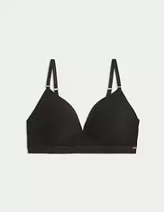 Σουτιέν με βαθύ ντεκολτέ για το σπίτι χωρίς μπανέλα με ριμπ ύφανση και δαντέλα (A-E)