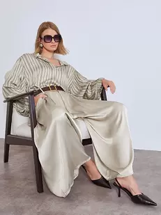Wide leg trousers satin with belt