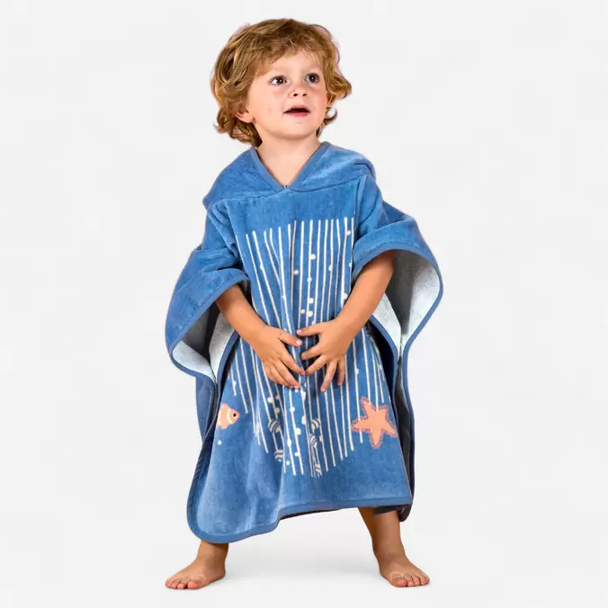 Baby cotton changing poncho - Whale blue