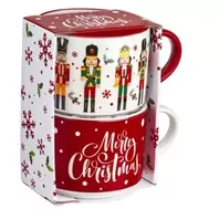 Σετ Χριστουγεννιάτικες Κούπες New Bone Ίσιες Καρυοθραύστες "Merry Christmas" 330ml - 2 τμχ.