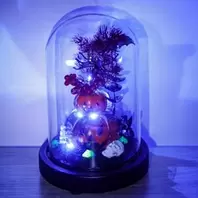 Halloween Διακοσμητικός Θόλος με Κολοκύθες Αράχνες & Φως Ø12x18cm