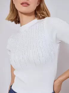 Sweater ribbed with strass