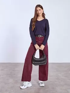 Jeans wide leg with decorative seams