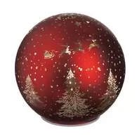 Χριστουγεννιάτικη Διακοσμητική Γυάλινη Μπάλα Κόκκινη με Φωτισμό LED 12cm