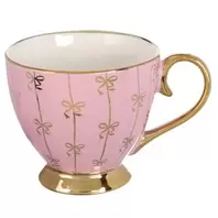 Χριστουγεννιάτικη Κούπα Κεραμική Dusty Pink Χρυσό Foil Σχέδιο με Πόδι - 450ml