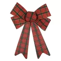 Χριστουγεννιάτικος Διακοσμητικός Φιόγκος Κόκκινο Πράσινο Καρό 32cm