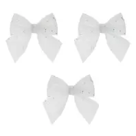 Χριστουγεννιάτικοι Διακοσμητικοί Φιόγκοι Λευκό Ιριδίζον 10cm - 3 τμχ.