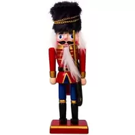 Χριστουγεννιάτικο Διακοσμητικό Ξύλινος Στρατιώτης Κόκκινη Μπλε Στολή Μαύρο Γούνινο Καπέλο 20cm