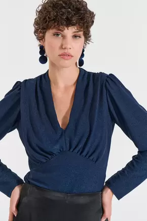 Μπλούζα Λούρεξ με V Λαιμόκοψη