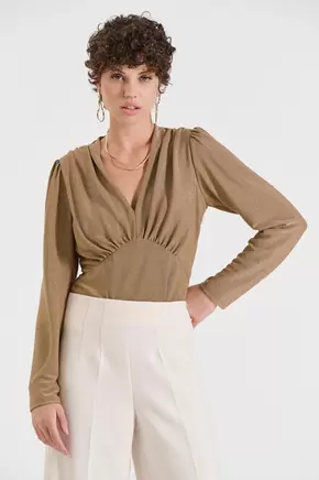 Μπλούζα Λούρεξ με V Λαιμόκοψη