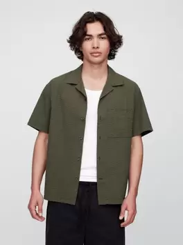 Seersucker Πουκάμισο σε Boxy Fit