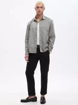 Γκρι Relaxed Twill Πουκάμισο