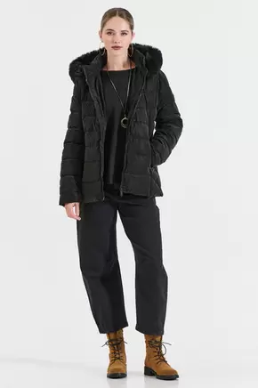 Μπουφάν με Κουκούλα και Συνθετική Γούνα