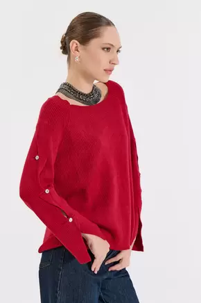 Πλεκτή Μπλούζα με Κουμπιά στα Μανίκια