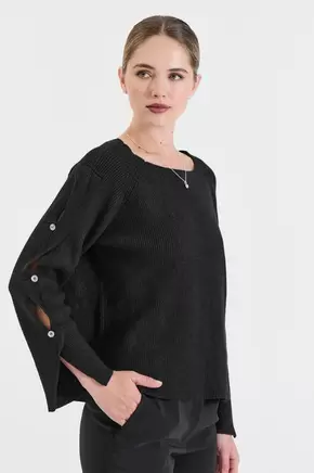 Πλεκτή Μπλούζα με Κουμπιά στα Μανίκια