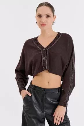 Κοντή Πλεκτή Ζακέτα με Λούρεξ Λεπτομέρειες