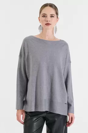 Πλεκτή Μπλούζα με Λαιμόκοψη Χαμόγελο