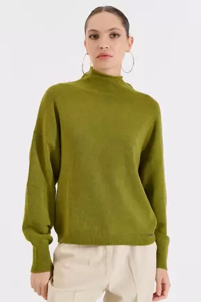 Πλεκτή Μπλούζα με Όρθιο Γιακά