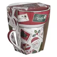 Σετ Χριστουγεννιάτικη Κούπα & Μπολ Κεραμικά Μπορντό Σχέδιο Γράμμα στον Άγιο Βασίλη 15cm - 2 τμχ.