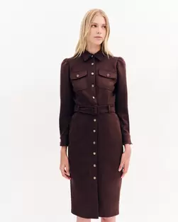 Φόρεμα σεμιζιέ σε σουέντ όψη