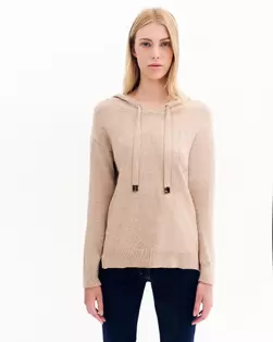 Πλεκτή μπλούζα με κουκούλα