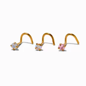 Σετ Σκουλαρίκια 20G Σε Χρυσό Τόνο Από Ανοξείδωτο Ατσάλι - 3 Τεμάχια