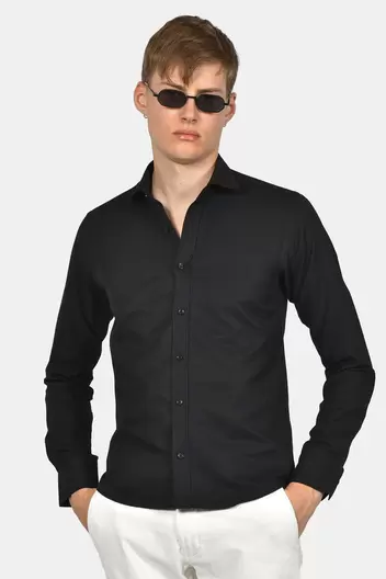 Ανδρικό Επίσημο Πουκάμισο Slim Fit Με Μοντέρνα Γραμμή - ΜΑΥΡΟ Ανδρικό Επίσημο Πουκάμισο Slim Fit Με Μοντέρνα Γραμμή - ΜΑΥΡΟ