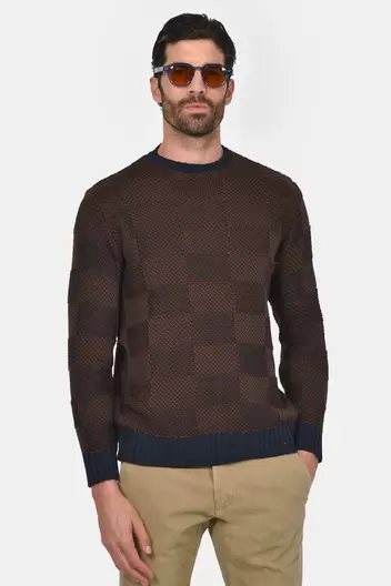 Ανδρικό Πουλόβερ Με Σχέδιο Σκακιέρα - ΚΑΦΕ Ανδρικό Πουλόβερ Με Σχέδιο Σκακιέρα - ΚΑΦΕ