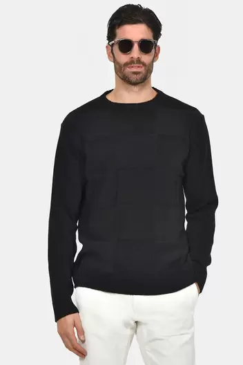 Ανδρικό Πουλόβερ Με Σχέδιο Σκακιέρα Normal Fit - ΜΑΥΡΟ Ανδρικό Πουλόβερ Με Σχέδιο Σκακιέρα Normal Fit - ΜΑΥΡΟ