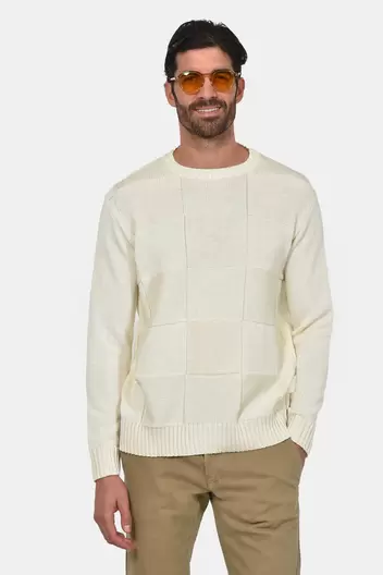 Ανδρικό Πουλόβερ Με Σχέδιο Σκακιέρα Normal Fit - ΛΕΥΚΟ Ανδρικό Πουλόβερ Με Σχέδιο Σκακιέρα Normal Fit - ΛΕΥΚΟ